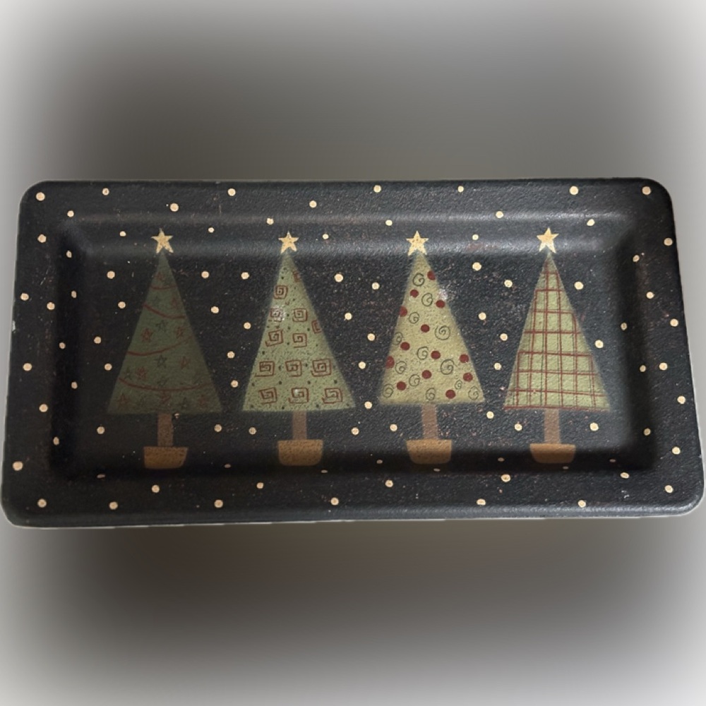 Donna White Christmas Tree Rectangular Tray